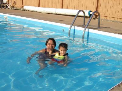 Staying cool in the pool with Mama!
