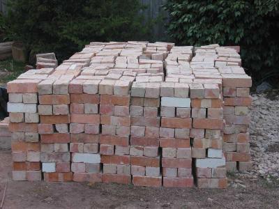 recycled bricks from demolished walls