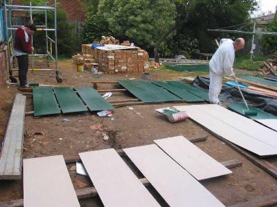 pre-painting the eave linings