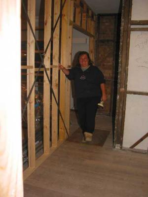 lisa walking up the new stairs