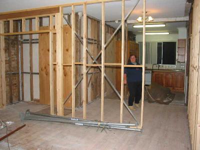 new walls into kitchen space