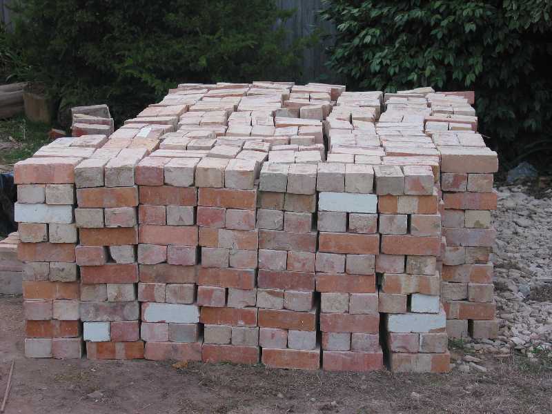 recycled bricks from demolished walls