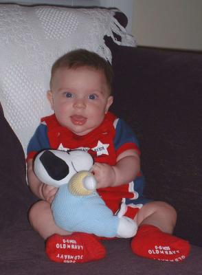 Max in red and blue with My First Snoopy :)