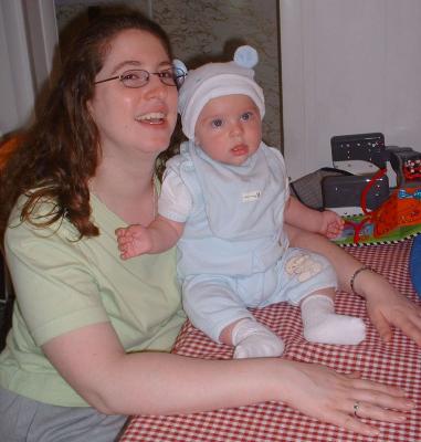 Mommy and Max on the kitchen table