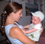 Max in his green engineer outfit with Tia April