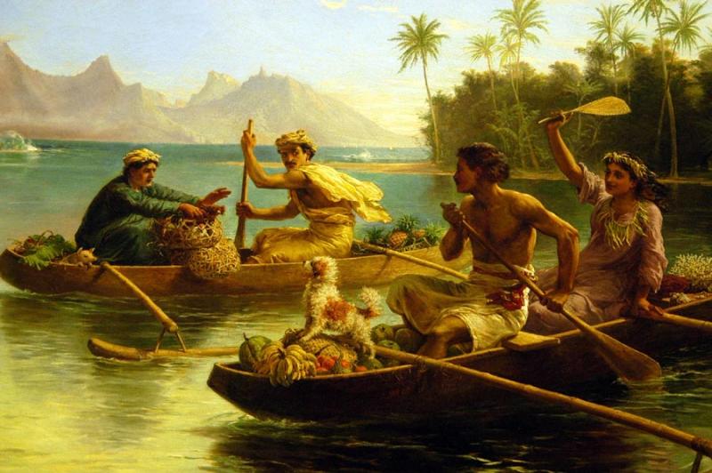 Race to the Market, Tahiti, Nicholas Chevalier, 1880