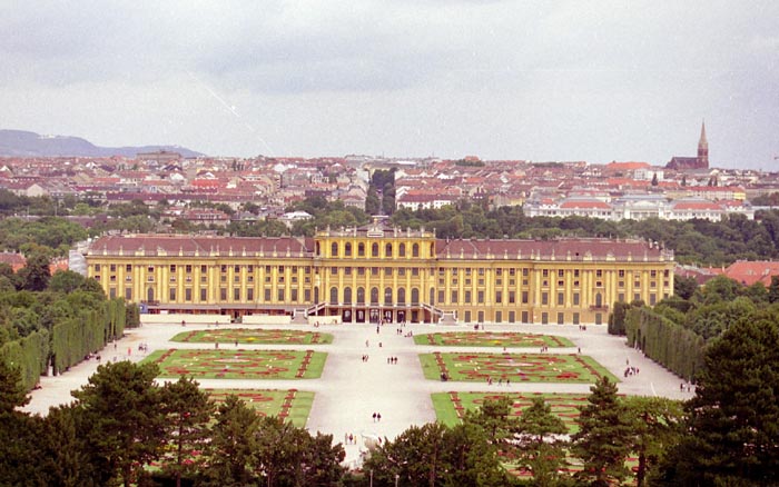 View of Schönbrunn from the Glorietta, built to commemerate the 1757 defeat of Prussia in the Seven Years War