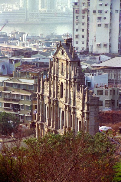 Facade of St. Paul's Church from the Forataleza do Monte