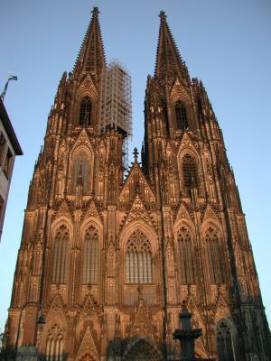 Cologne Cathedral, cacade at sunset