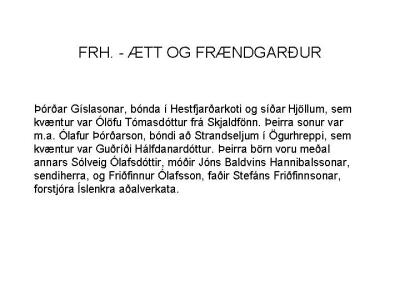 Frh. - tt og frndgarur