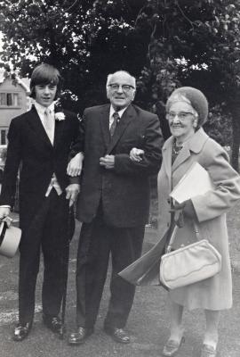 Grandson Trevor Bowman with Tom and Aunty Sarah Nuttall 1971.