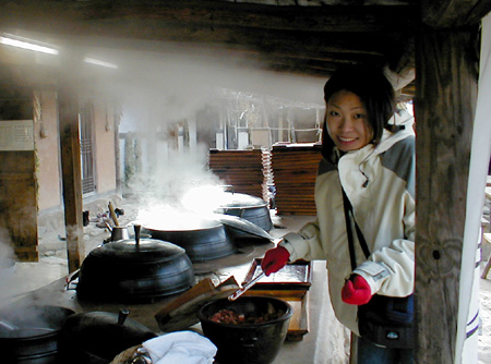 Hot noodle in the cold winter in Folk Village