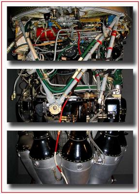 Jet engine in three parts.