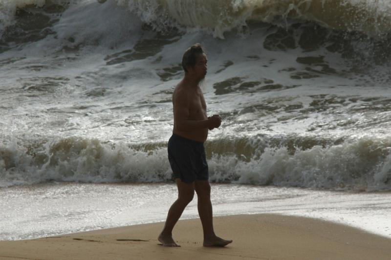 jogging on the beach