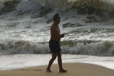 jogging on the beach