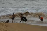 playing on the beach