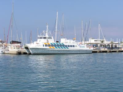 One of 4 Westermaran 95 Catamarans used on this route during 2004.
Seen at Formentera, La Savina

Sold in 2007 and moved to Argentina

