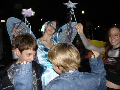 Lucas and Nathaniel receive the traditional Halloween blessing.