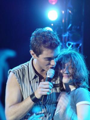 Michalis with a fan on stage