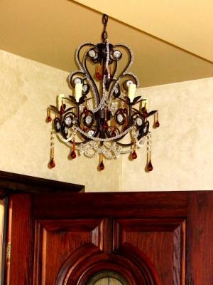 The electrician has been busy and here's the light fixture in foyer!