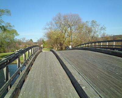 Wooden Bridge over the Huron in middle of Gallup