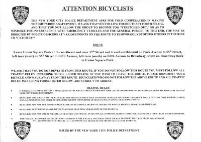 Distributed by NYPD Community Affairs Section at Union Square Park at 7:00 PM on October 29, 2004.  Inquire for availability of high resolution reproductions.  Coming soon:  4 X 4.5 copies available on a perforated roll.
For easier readability, double-click on LARGE (below)

Main Entry: riot act
Function: noun
Etymology: the Riot Act, English law of 1715 providing for the dispersal of riots upon command of legal authority
Date: 1819
: a vigorous reprimand or warning  used in the phrase read them the riot act