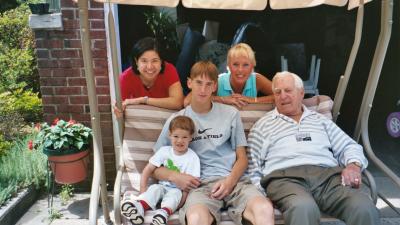 Tricia, Ben, Uncle Jeffrey, Gla-ma, and Great Grandpa (at Great Grandpa's and Great Grandma's house in Norfolk, VA)