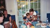 Ben and Papa blowing out the candle (Johns 35th birthday in Durham, NC)
