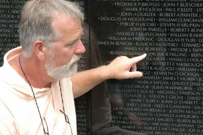 Joe's friend's name on the Vietnam Wall