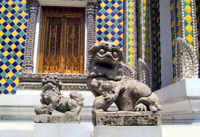 Chinese lions guarding the Chapel of the Gandhara Buddha