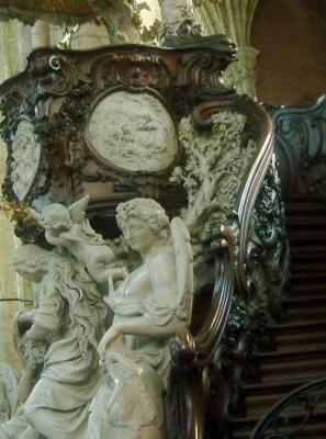 Inside St Baaf's cathedral, pulpit
