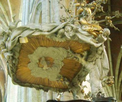 Inside St Baaf's cathedral, pulpit