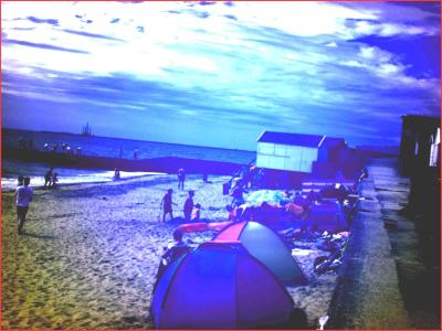 Beach scene.