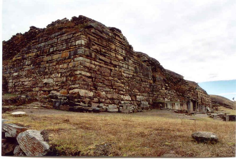 The Castillo is a massive, almost pyramid-shaped, platform in dressed stone with gargoyles attached (though few remain)