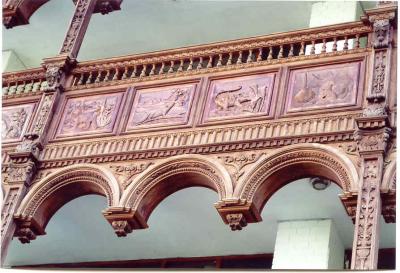 Detail of a splendidly carved balcony in Chacas