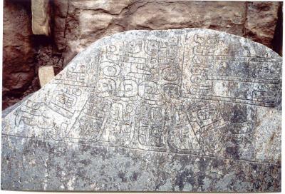 The figures carved on the stones at Chavin indicate that the resident cult was based on the feline,birds and serpents