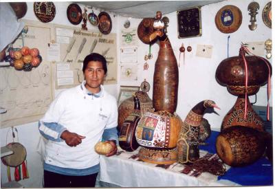 Huancayo/Cochas Chico. On a visit to Maestro Javier Poma Garcia, one of Huancayo's master gourd carvers