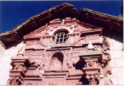 Detail of the facade of the Santa Barbara church