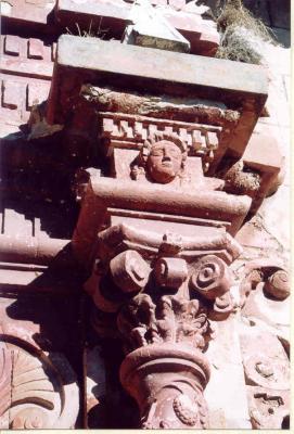  Nice stone ornaments flank Santa Barbara's church entrance