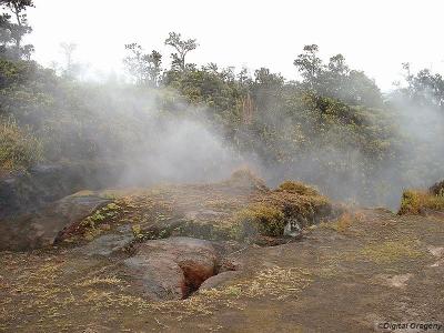 Rain water is turned to steam in the volcanic cracks to the south of the island.