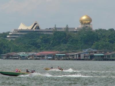 The sultan's palace in the distance