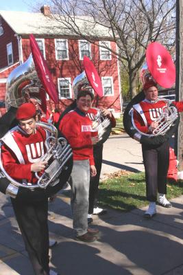 FMichigan joins BuckyTuba (on right) and his fellow musicaians for their bows.
