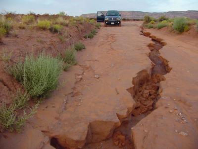 Flood damage on Valley of the Gods road