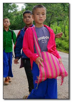Silver Palaung Boys - walking home from school