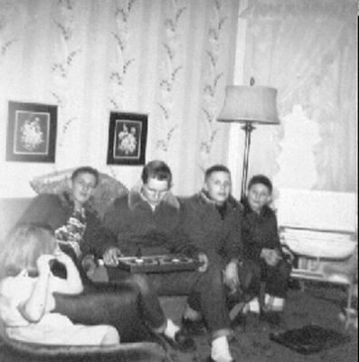 Laura, Jim, Dave, Tom, John, Christmas, 1953