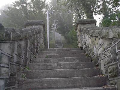 Steps up Quincy Hill.