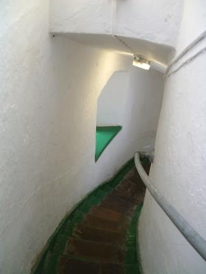 The lighthouse steps are built between the inner and outer walls