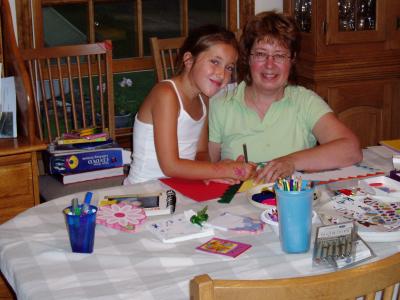 Lauren and Cathy scrapbooking
