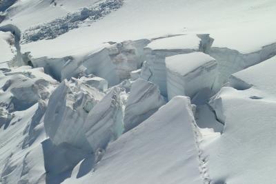 Crevasses on Mount Blanc glacier