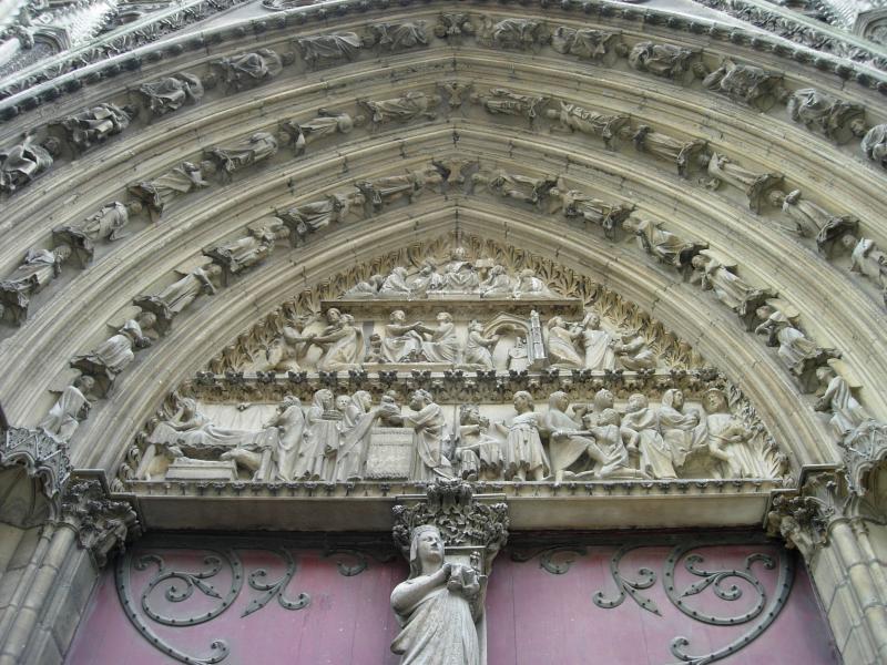 A carved tympanum on the north portal.